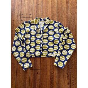 Vintage Geometric Jacket Marimekko Inspired Print Handmade Cropped